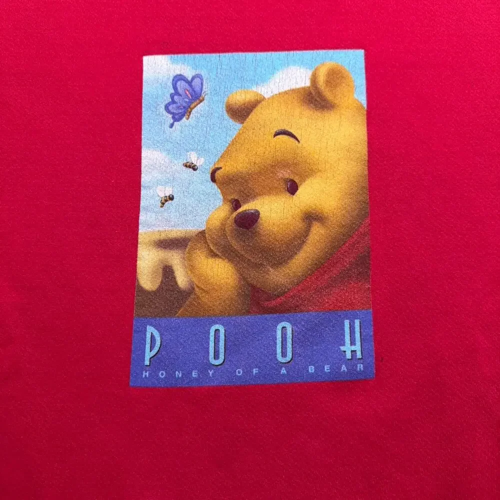 Vintage 90’s Disneys Winnie The Pooh Graphic Logo Sweatshirt Size Large Red